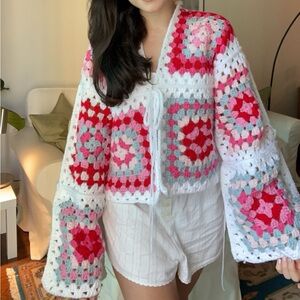 Handmade Granny Square Crochet Cardigan